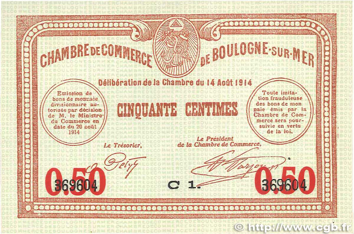 50 Centimes FRANCE regionalism and various Boulogne-Sur-Mer  1914 JP.031.14 UNC