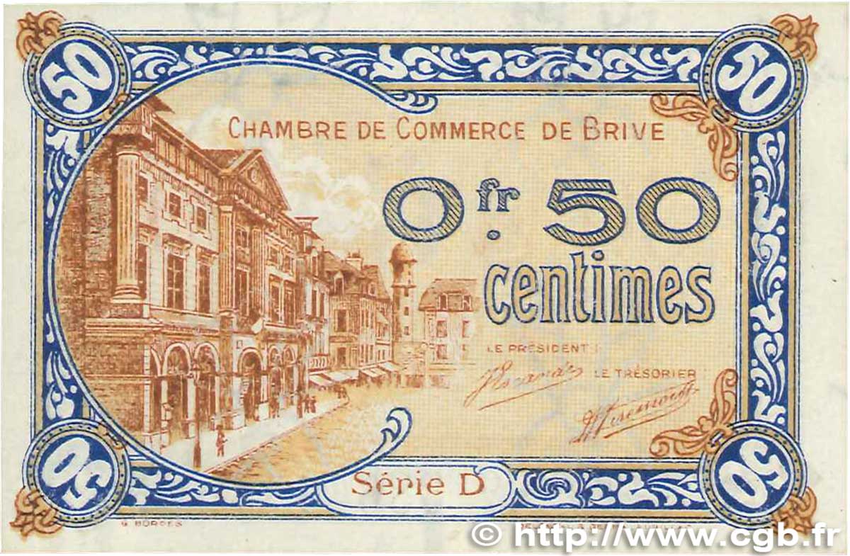 50 Centimes FRANCE Regionalismus und verschiedenen Brive 1918 JP.033.01 fST