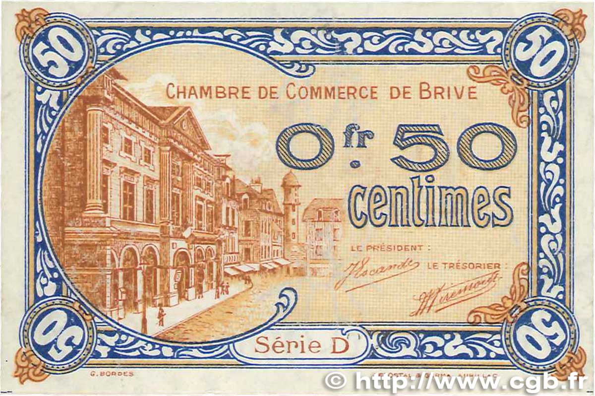 50 Centimes FRANCE Regionalismus und verschiedenen Brive 1918 JP.033.01 VZ