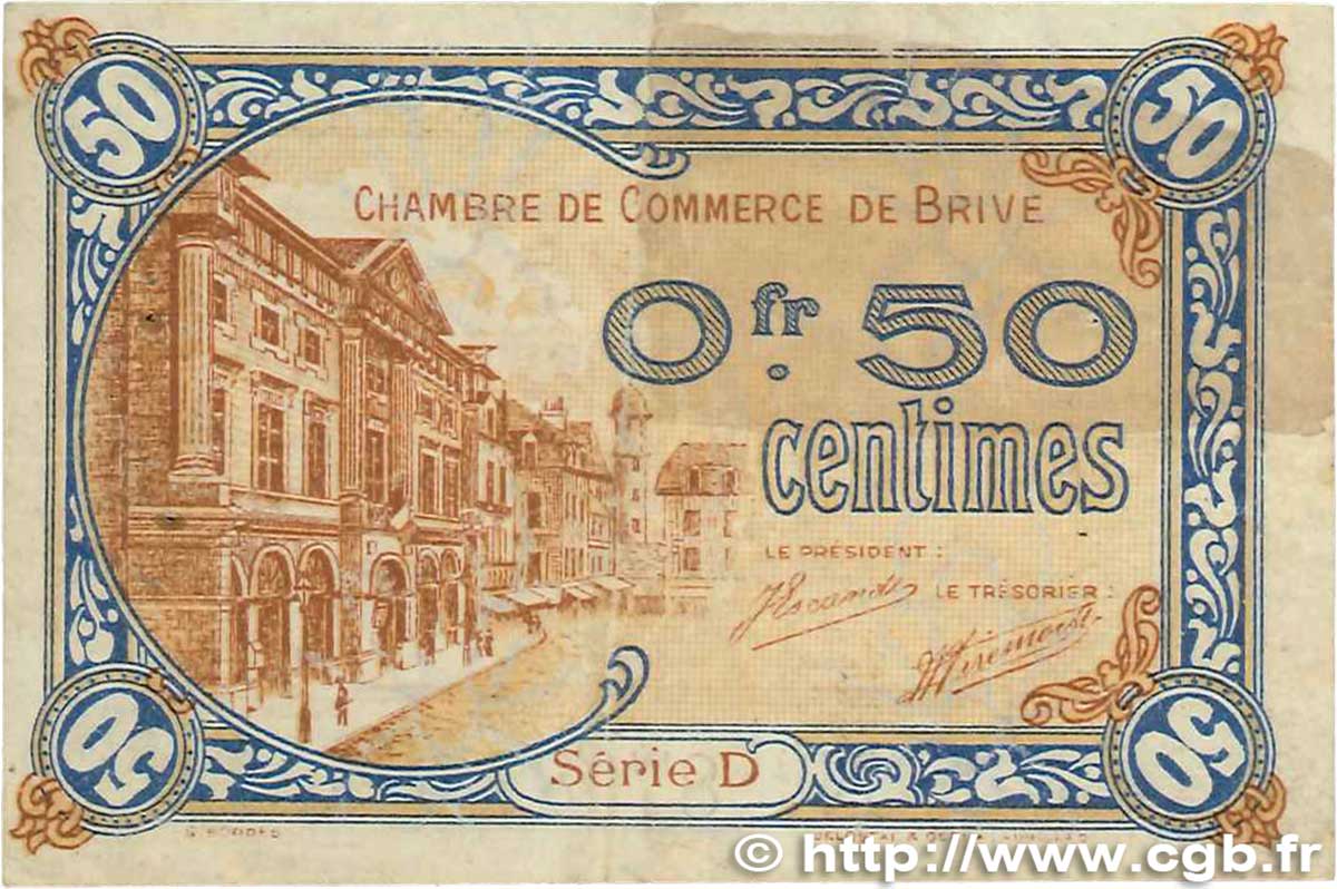 50 Centimes FRANCE Regionalismus und verschiedenen Brive 1918 JP.033.01 SS