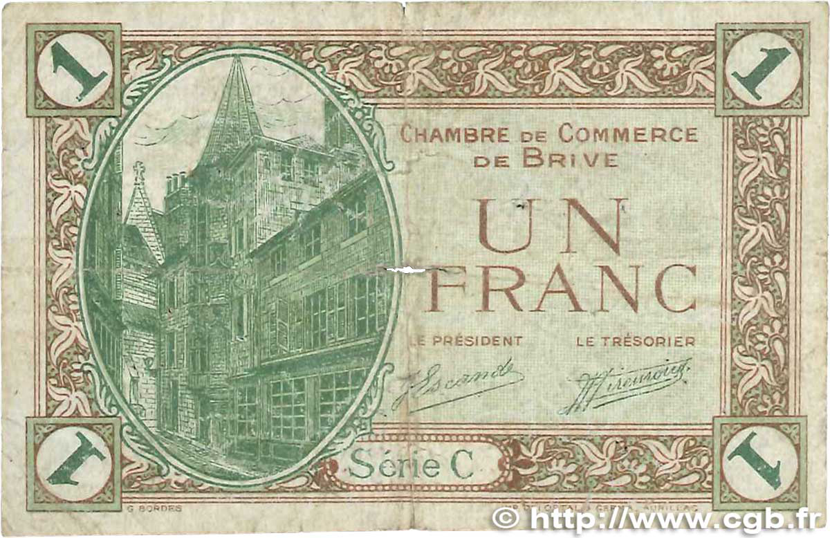 1 Franc FRANCE regionalism and miscellaneous Brive 1918 JP.033.02 F