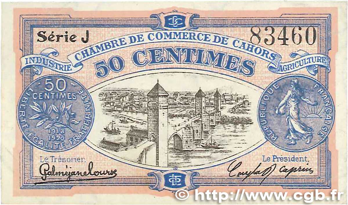50 Centimes FRANCE regionalism and various Cahors 1918 JP.035.21 XF