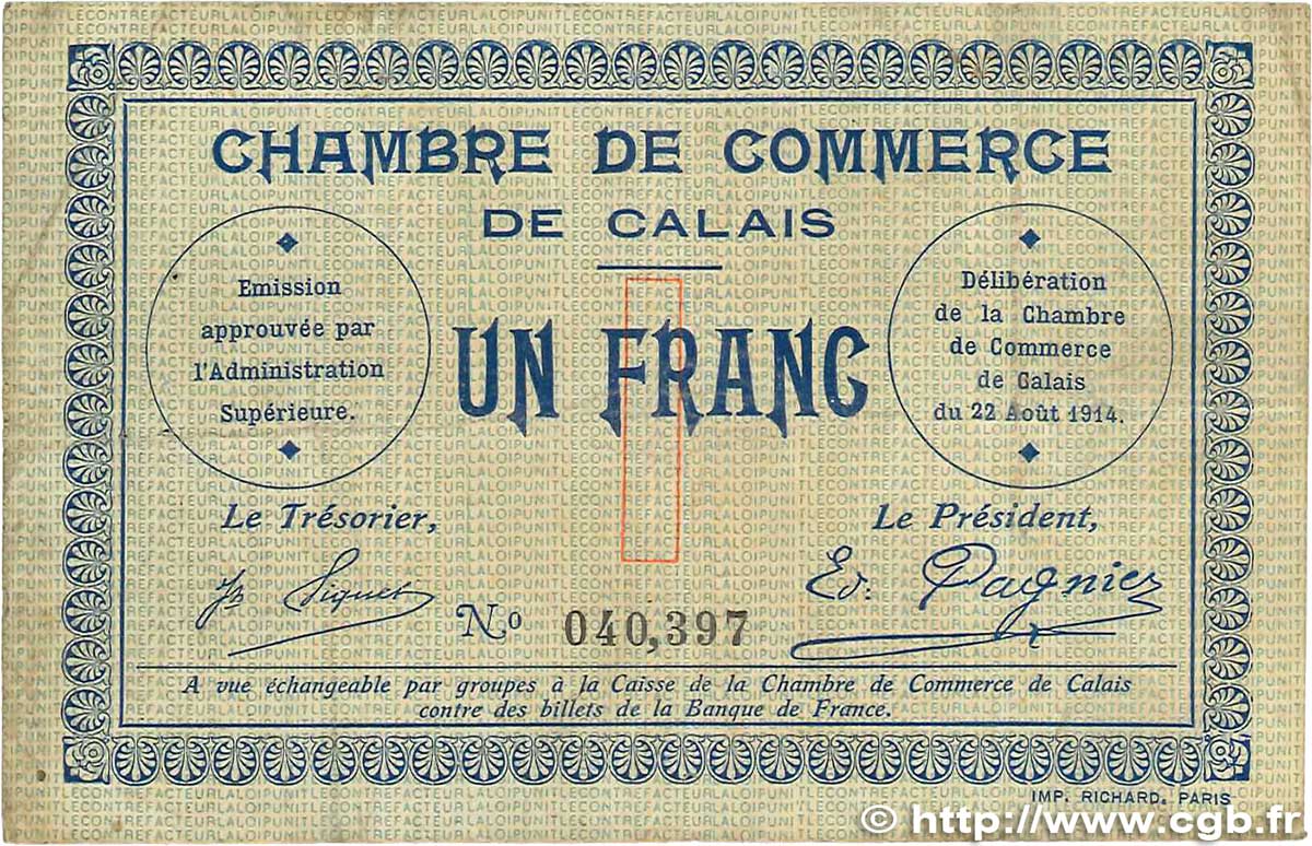 1 Franc FRANCE regionalism and miscellaneous Calais 1914 JP.036.03 F