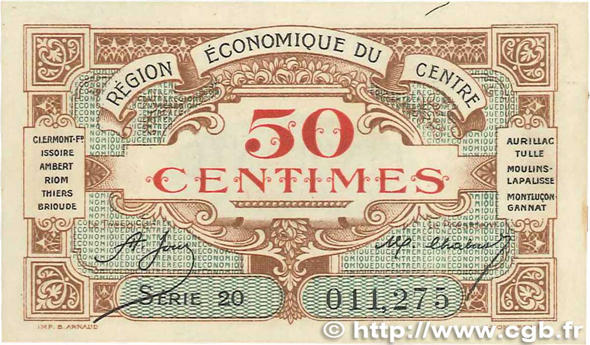 50 Centimes FRANCE regionalism and miscellaneous Région Économique Du Centre 1918 JP.040.05 XF+