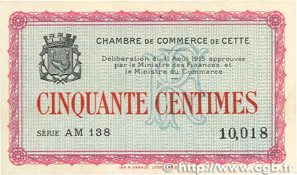 50 Centimes FRANCE regionalismo e varie Cette, actuellement Sete 1915 JP.041.12 q.FDC