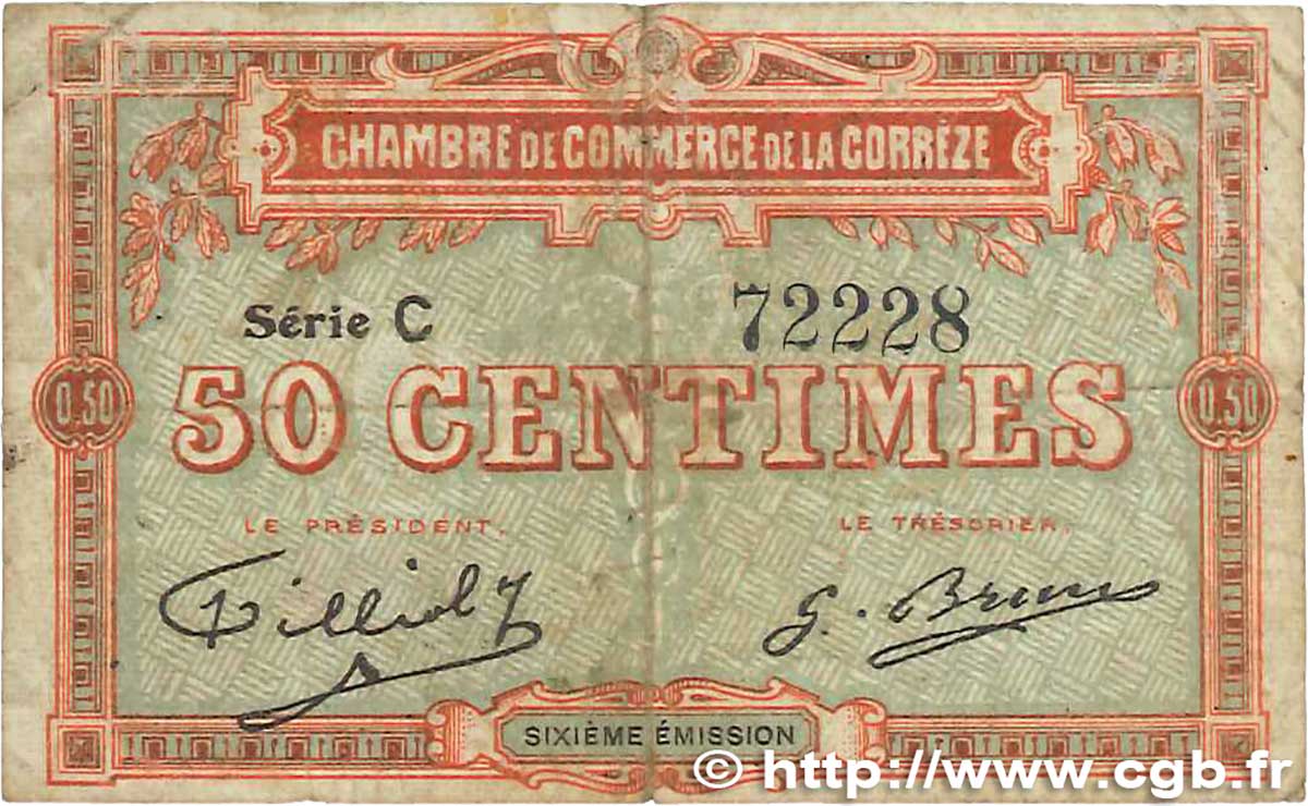 50 Centimes FRANCE regionalismo e varie Corrèze 1915 JP.051.15 MB