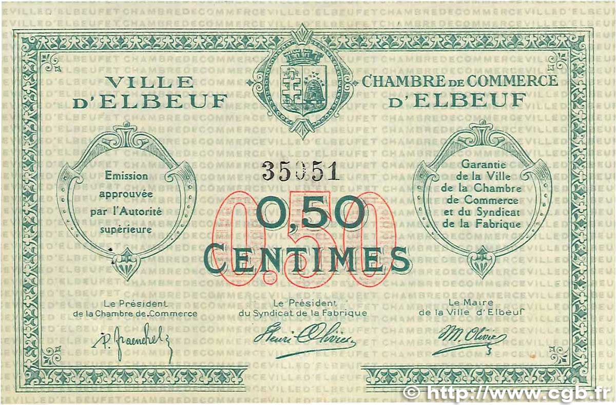 50 Centimes FRANCE regionalism and miscellaneous Elbeuf 1918 JP.055.01 XF+
