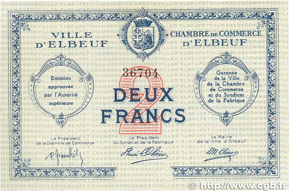 2 Francs FRANCE Regionalismus und verschiedenen Elbeuf 1918 JP.055.03 fVZ