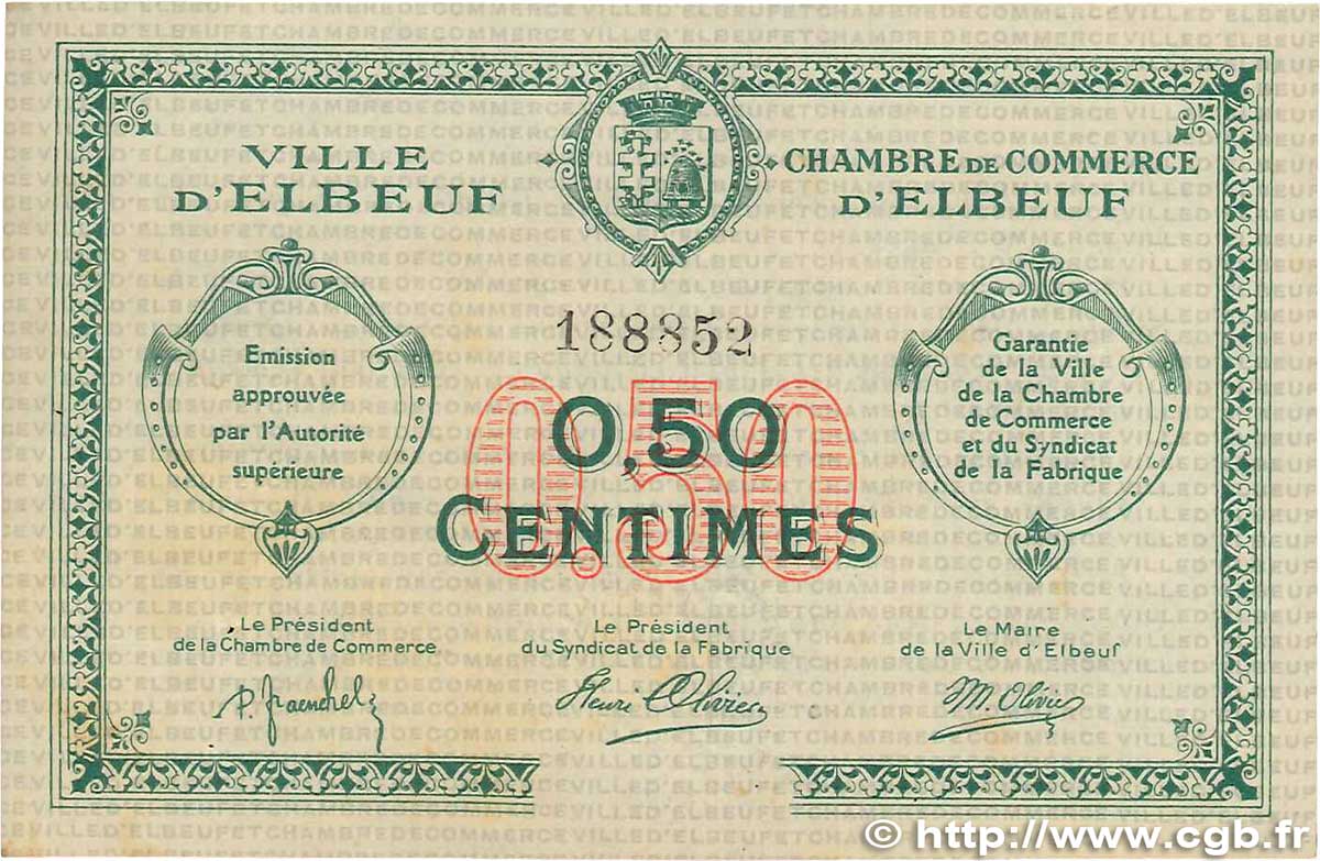 50 Centimes FRANCE regionalism and various Elbeuf 1918 JP.055.04 XF