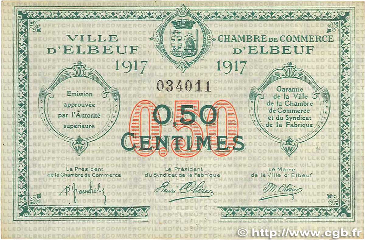 50 Centimes FRANCE regionalismo y varios Elbeuf 1917 JP.055.09 EBC+
