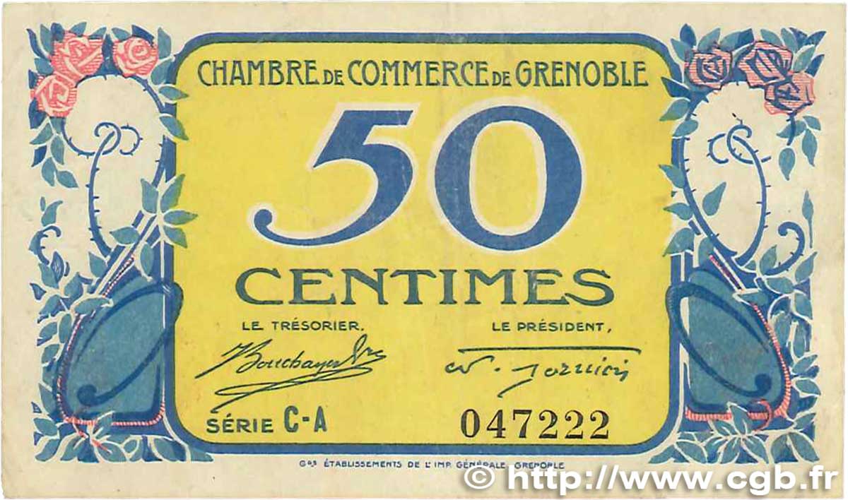 50 Centimes FRANCE Regionalismus und verschiedenen Grenoble 1917 JP.063.24 SS