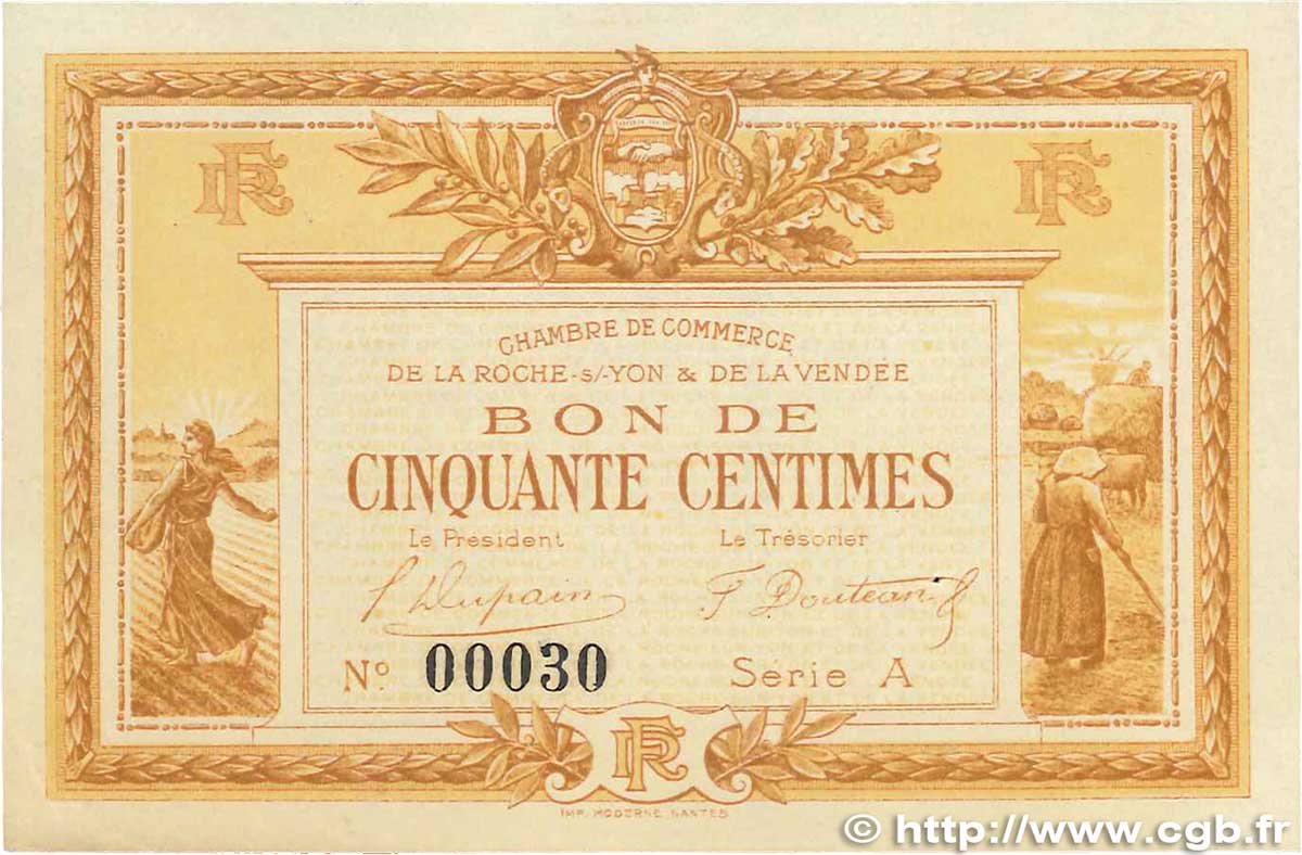 50 Centimes FRANCE regionalism and various La Roche-Sur-Yon 1915 JP.065.01 AU-