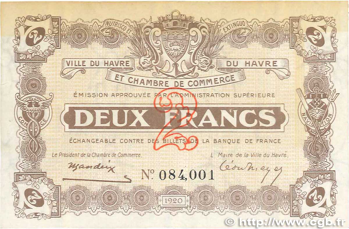 2 Francs FRANCE regionalismo y varios  1920 JP.068.24var. MBC+