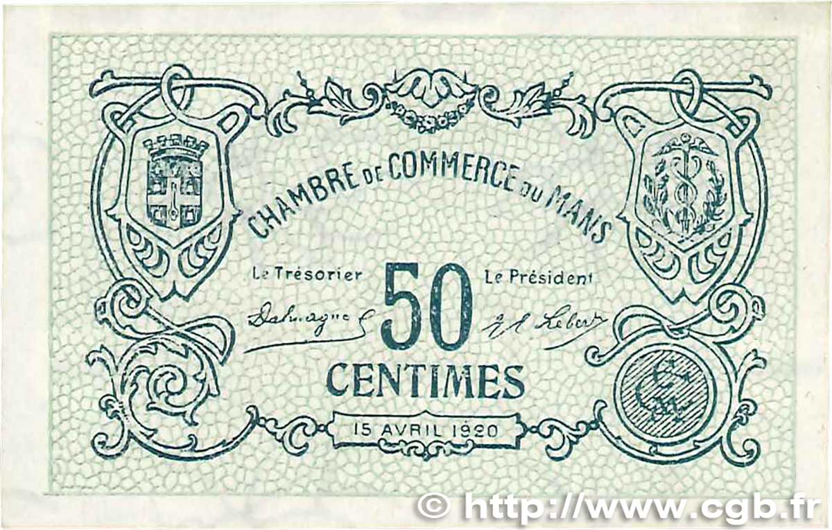 50 Centimes FRANCE regionalismo e varie  1920 JP.069.16var. AU