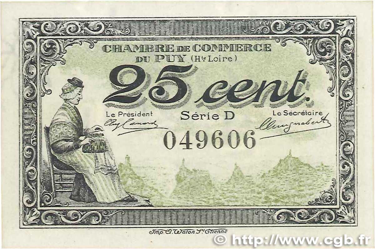 25 Centimes FRANCE regionalism and various Le Puy 1916 JP.070.07 AU