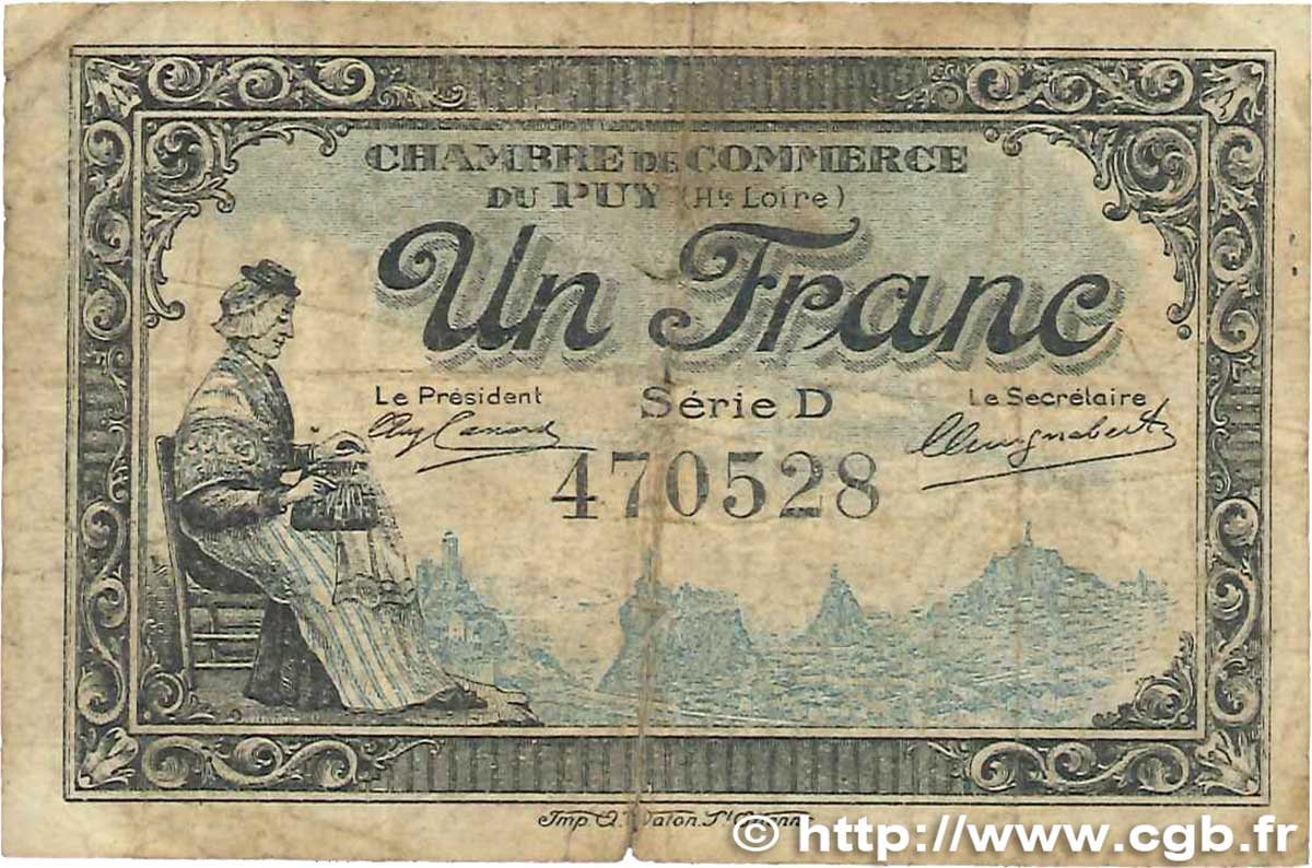 1 Franc FRANCE Regionalismus und verschiedenen Le Puy 1916 JP.070.09 SGE
