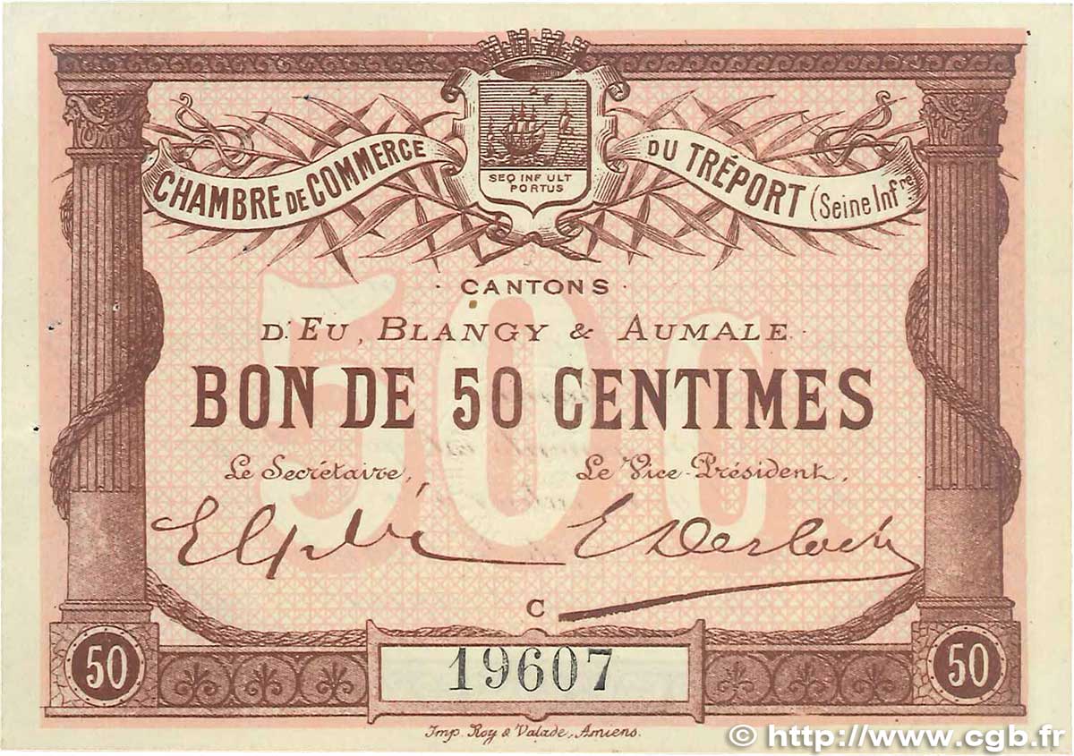 50 Centimes FRANCE Regionalismus und verschiedenen Le Tréport 1915 JP.071.01 VZ+