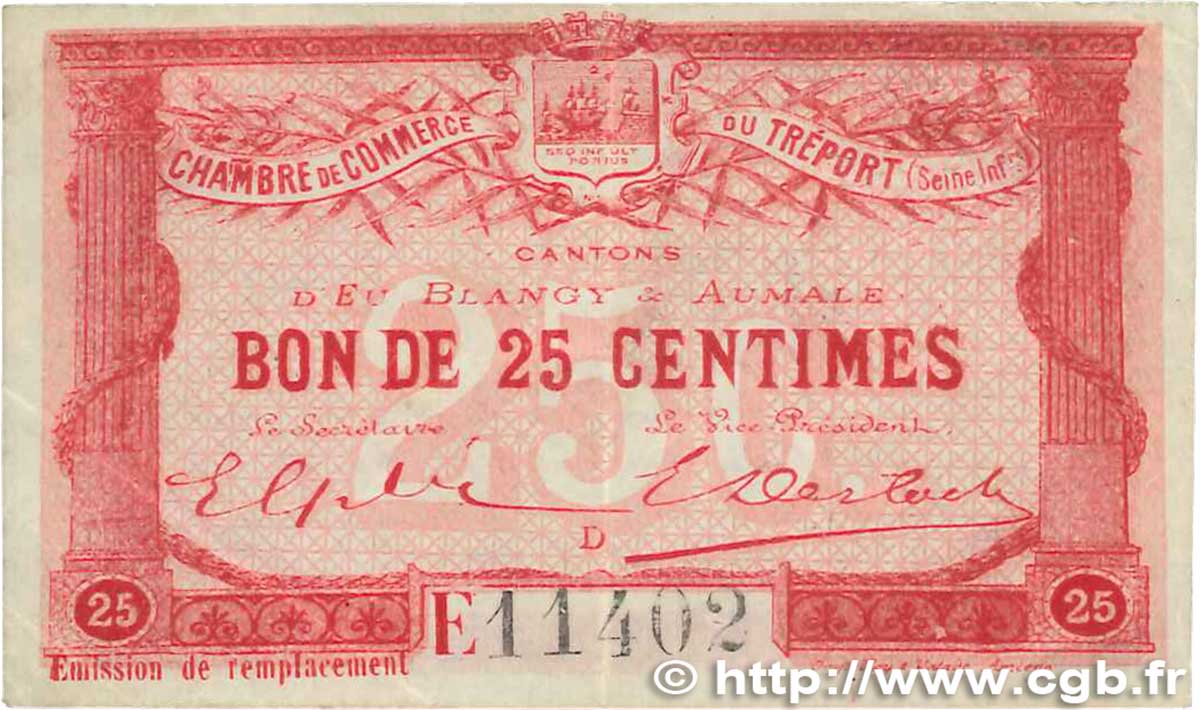 25 Centimes FRANCE regionalismo y varios Le Tréport 1916 JP.071.16 MBC+