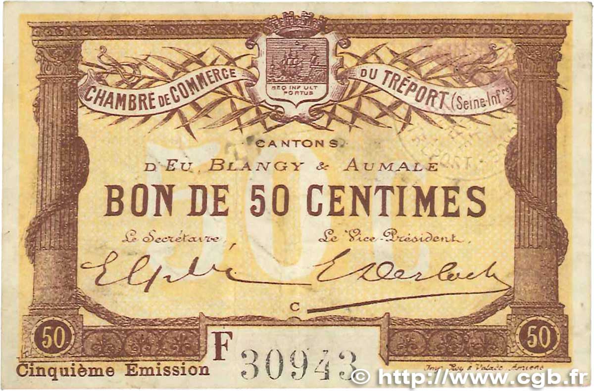 50 Centimes FRANCE regionalism and various  1916 JP.071.21var. VF