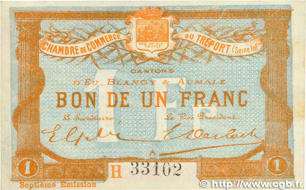 1 Franc FRANCE regionalism and various Le Tréport 1916 JP.071.29 XF