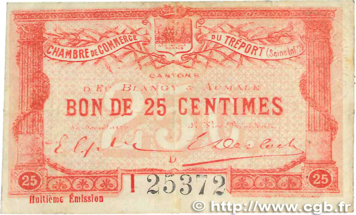 25 Centimes FRANCE regionalism and various Le Tréport 1916 JP.071.31 VF