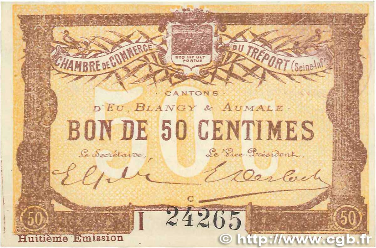 50 Centimes FRANCE regionalism and various  1916 JP.071.32var. XF+