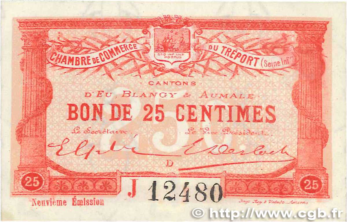 25 Centimes FRANCE regionalismo e varie Le Tréport 1917 JP.071.35 SPL+