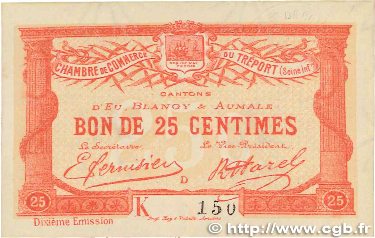 25 Centimes FRANCE regionalismo e varie Le Tréport 1918 JP.071.39 SPL+