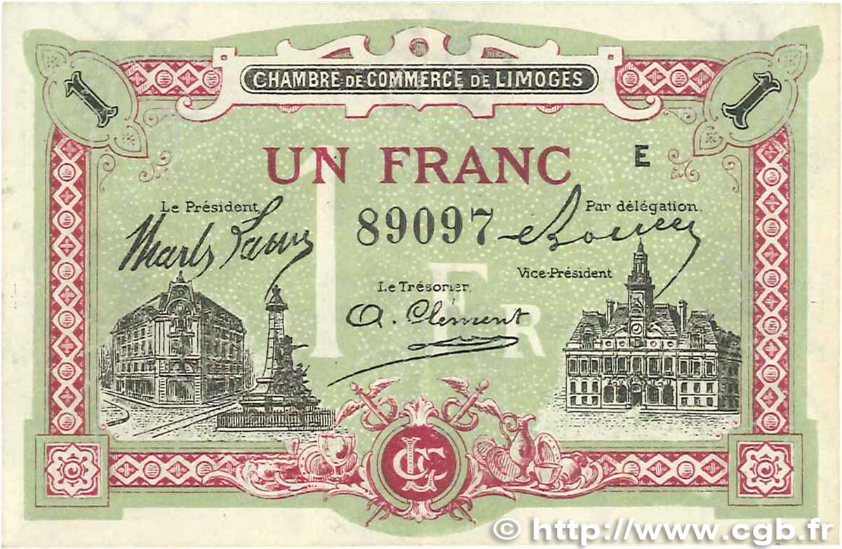 1 Franc FRANCE regionalismo e varie Limoges 1918 JP.073.24 SPL