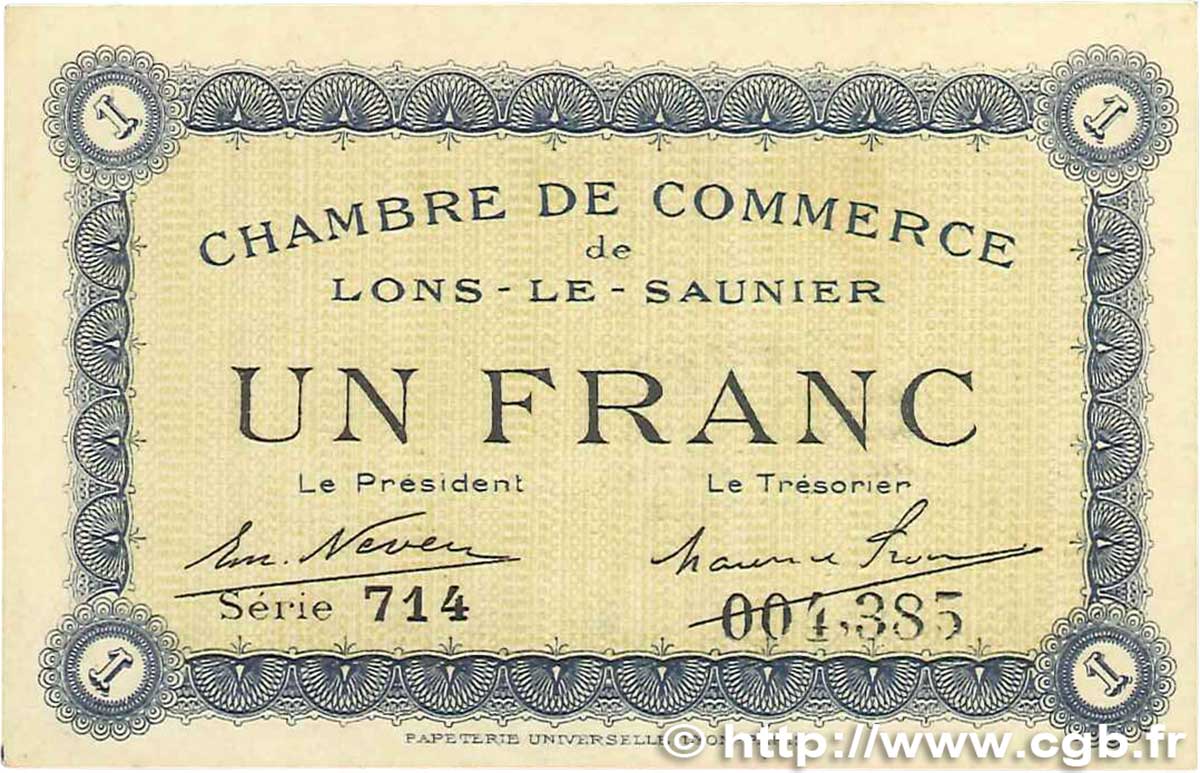 1 Franc FRANCE regionalism and miscellaneous  1918 JP.074.05var. VF+