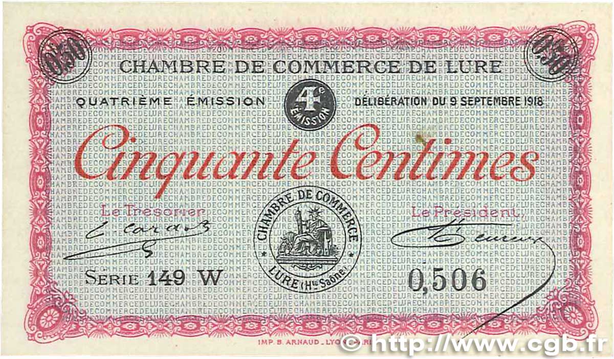 50 Centimes FRANCE regionalism and various Lure 1918 JP.076.24 AU-