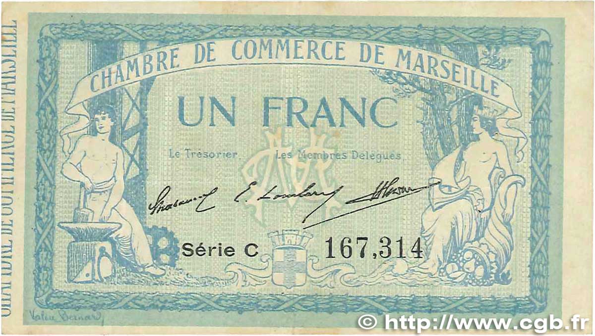 1 Franc FRANCE Regionalismus und verschiedenen Marseille 1914 JP.079.11 SS