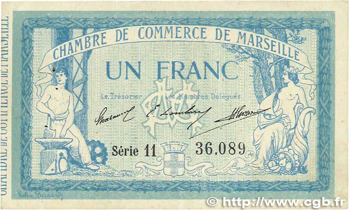 1 Franc FRANCE regionalism and various Marseille 1914 JP.079.31 VF