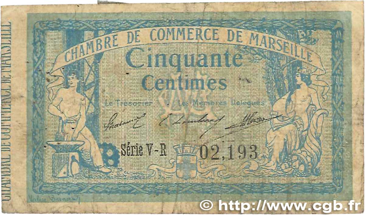 50 Centimes FRANCE regionalism and miscellaneous Marseille 1915 JP.079.56 G