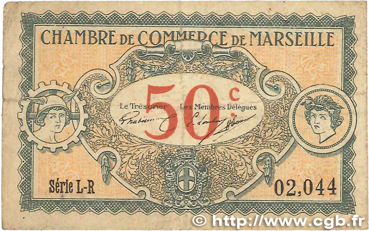 50 Centimes FRANCE regionalism and various Marseille 1917 JP.079.67 VF-