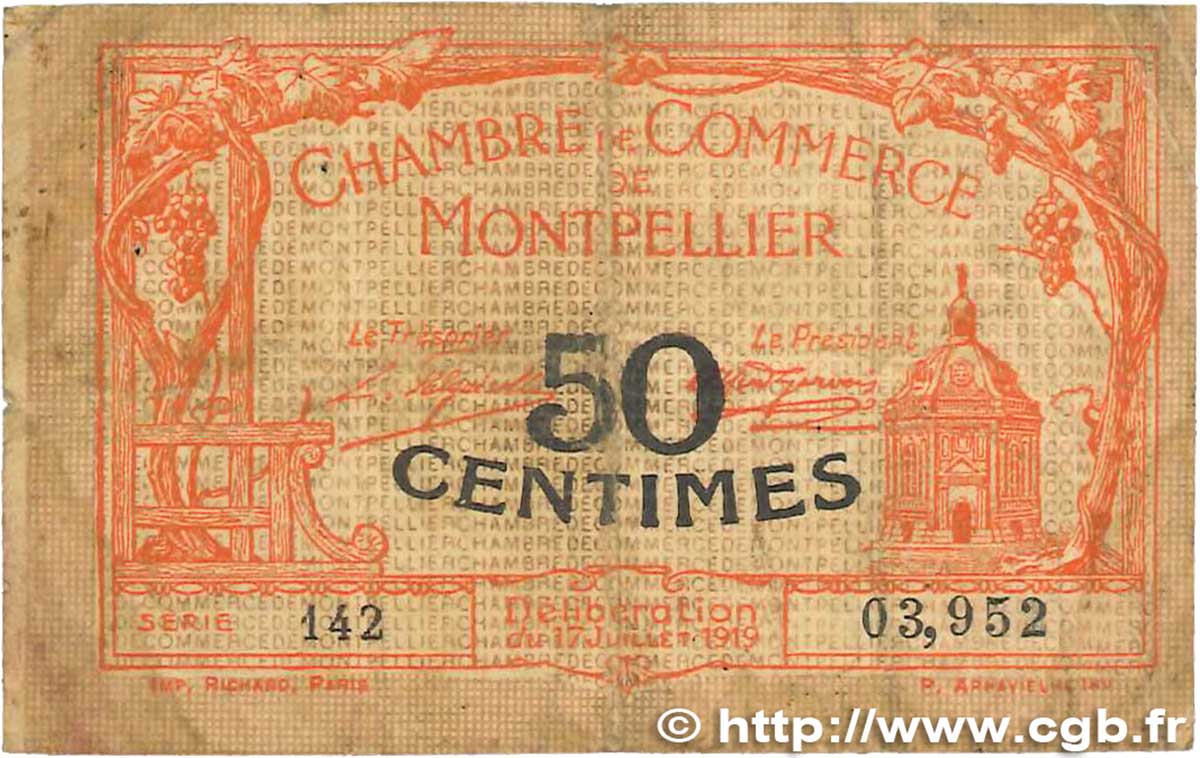 50 Centimes FRANCE regionalismo e varie Montpellier 1919 JP.085.20 MB