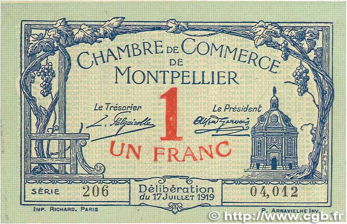 1 Franc FRANCE regionalism and various Montpellier 1919 JP.085.21 VF+