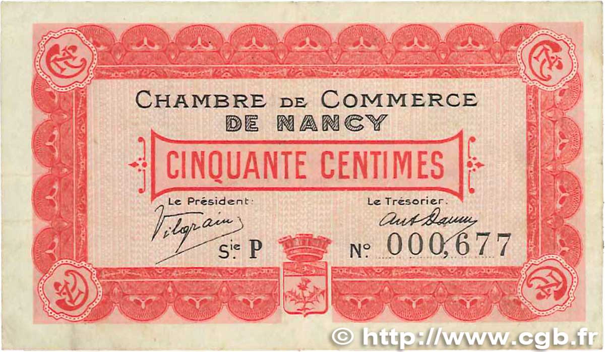 50 Centimes FRANCE Regionalismus und verschiedenen Nancy 1915 JP.087.01 S