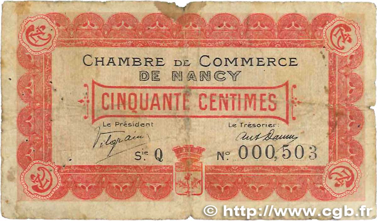 50 Centimes FRANCE regionalism and various Nancy 1915 JP.087.01 G
