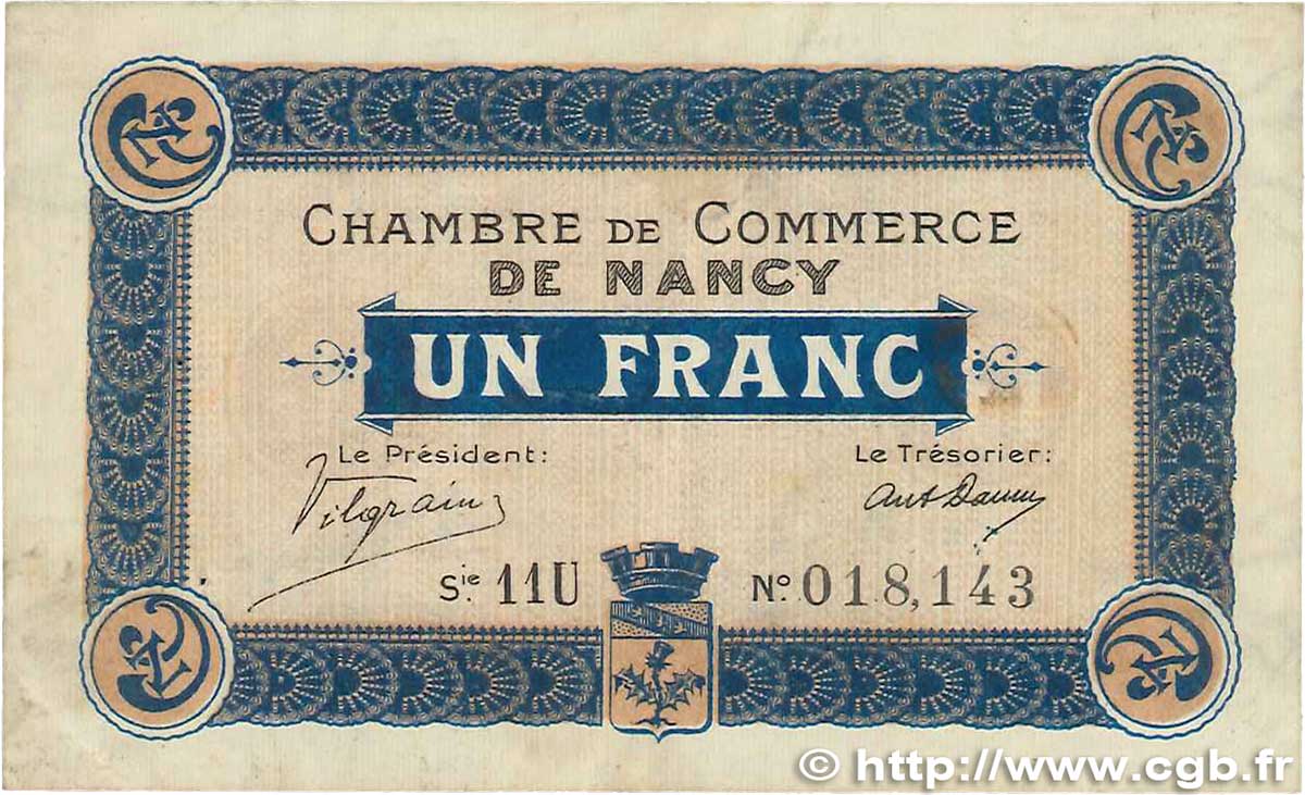 1 Franc FRANCE régionalisme et divers Nancy 1918 JP.087.21 TTB