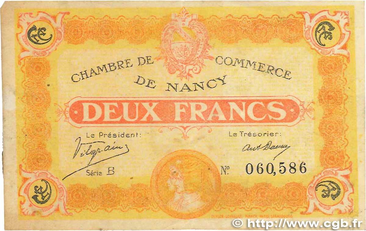 2 Francs FRANCE regionalism and various Nancy 1918 JP.087.25 F