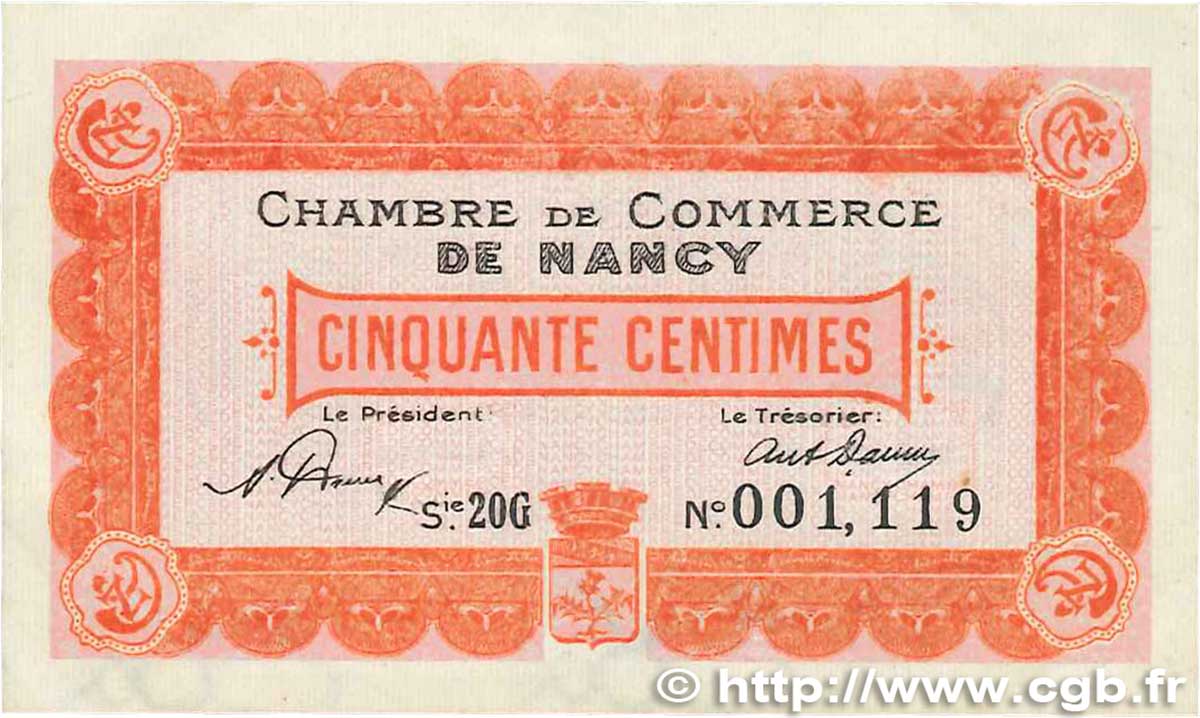 50 Centimes FRANCE regionalismo y varios Nancy 1920 JP.087.38 EBC