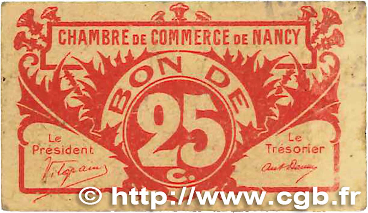 25 Centimes FRANCE regionalismo y varios Nancy 1918 JP.087.64 BC