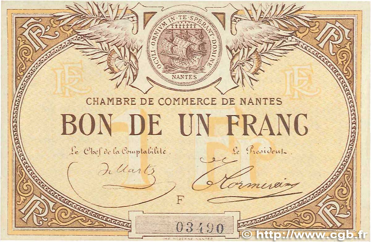 1 Franc FRANCE régionalisme et divers Nantes 1918 JP.088.05 SUP