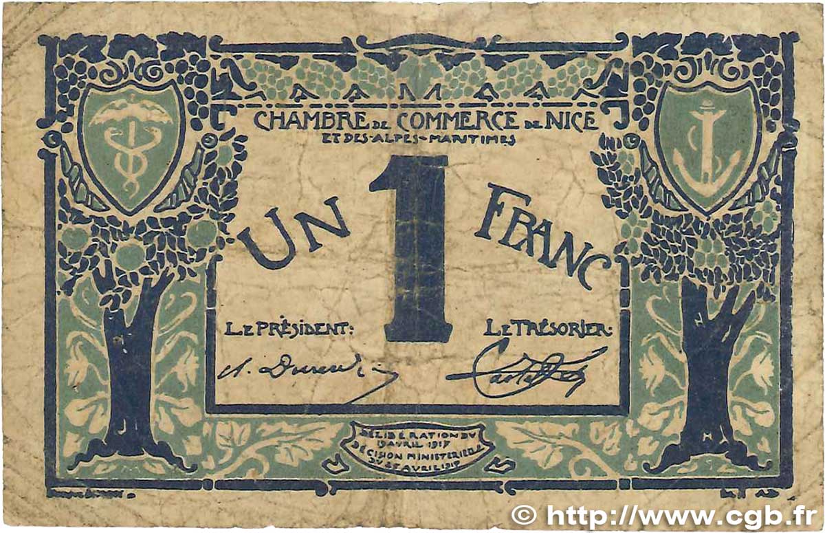 1 Franc FRANCE régionalisme et divers Nice 1917 JP.091.07 B