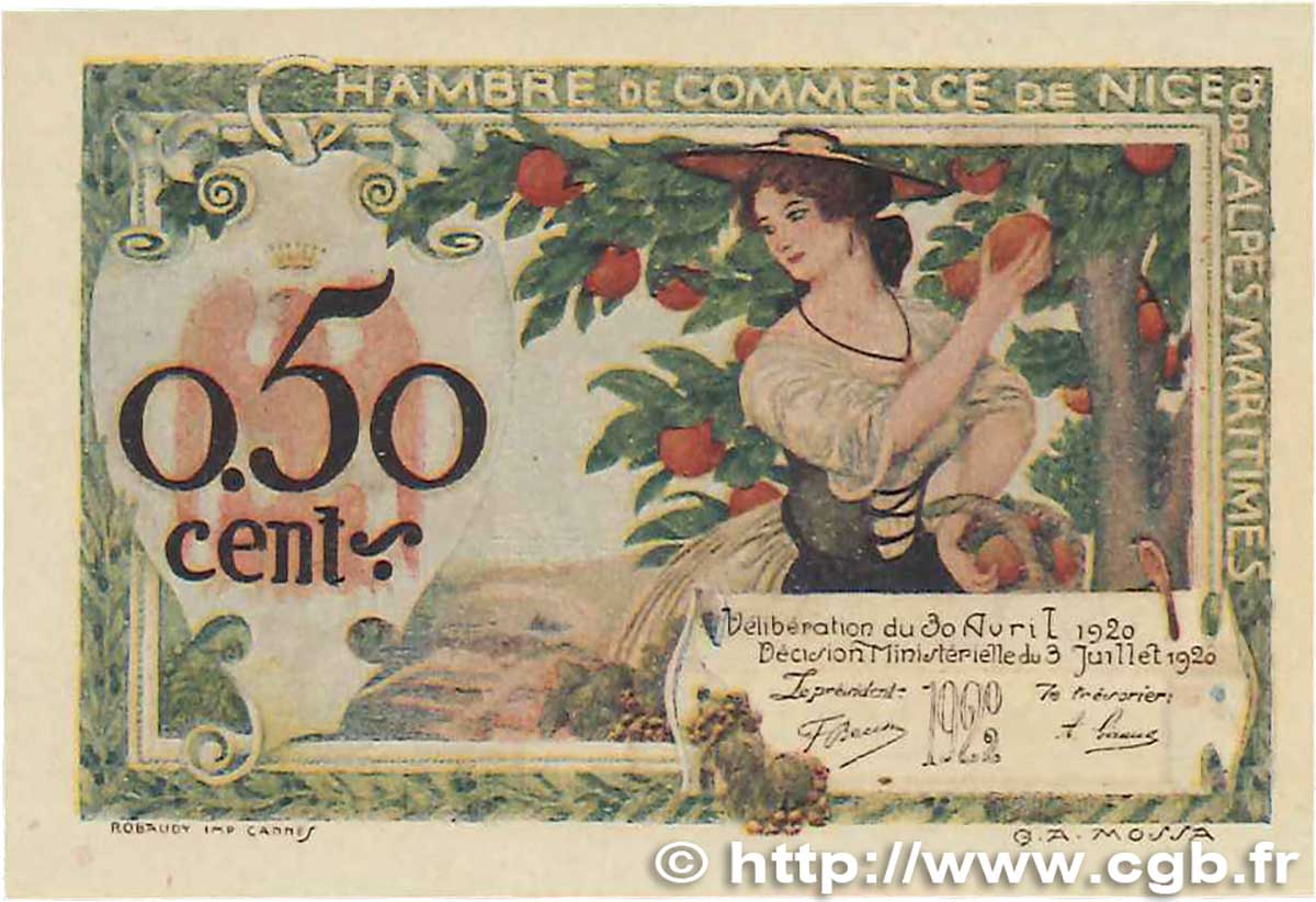 50 Centimes FRANCE Regionalismus und verschiedenen Nice 1920 JP.091.09 VZ+