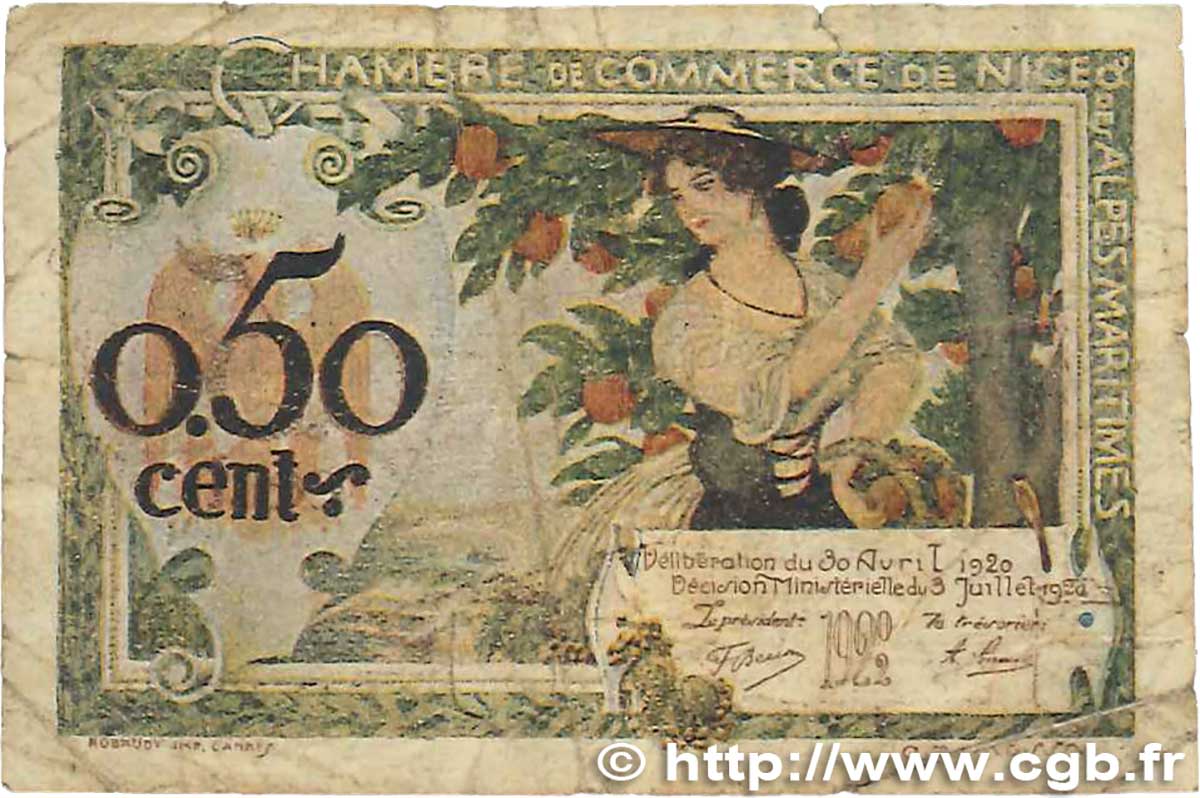 50 Centimes FRANCE regionalismo y varios Nice 1920 JP.091.14 RC