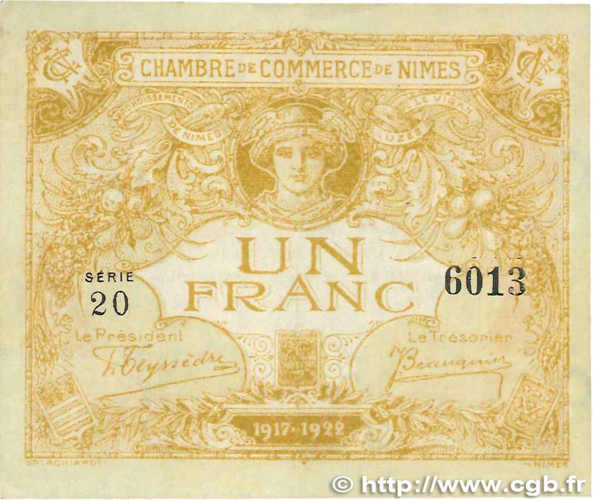 1 Franc FRANCE Regionalismus und verschiedenen  1917 JP.092.18var. SS