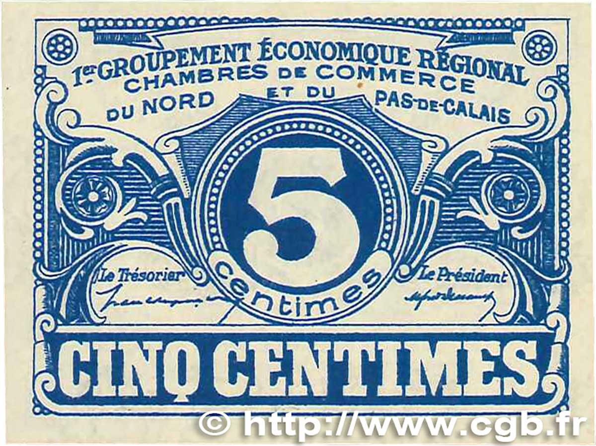 5 Centimes FRANCE Regionalismus und verschiedenen Nord et Pas-De-Calais 1918 JP.094.01 ST