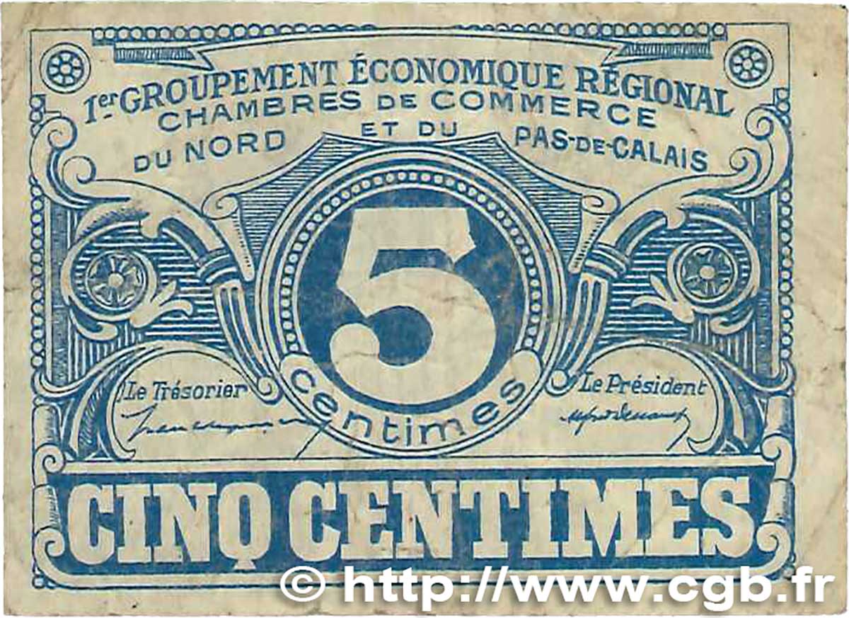 5 Centimes FRANCE regionalism and miscellaneous Nord et Pas-De-Calais 1918 JP.094.01 F